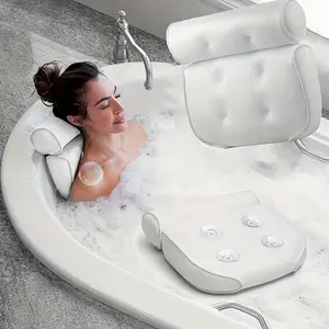 Anti-Slip Spa Bathtub Pillow with Anti-Slip Suction Cups, Neck and Back Support, Premium Bathroom Bath Accessories