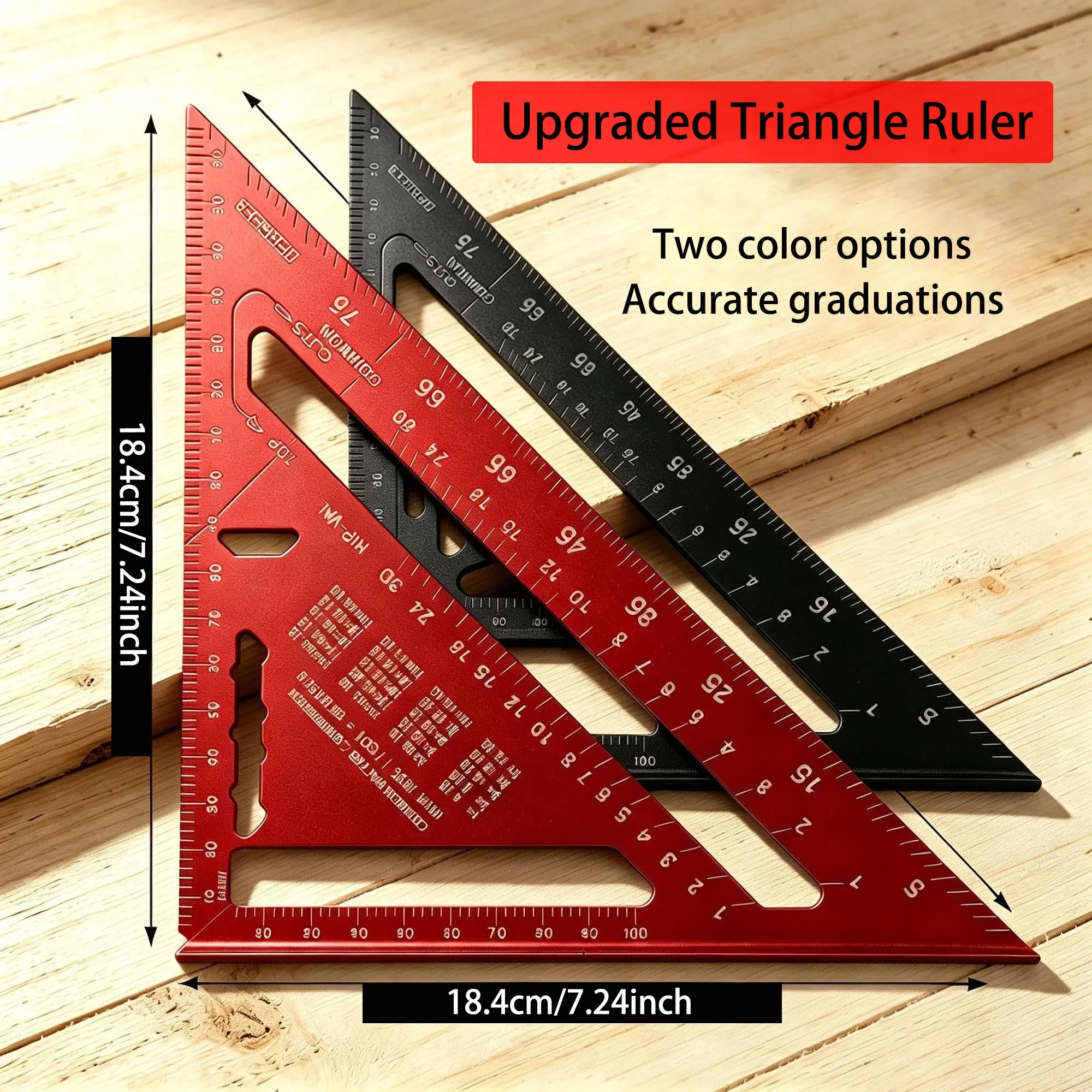 7 Inch High Precision Aluminum Alloy Woodworking Triangle Ruler, 45° & 90° Thickened Right Angle Scribing Square, Professional Carpentry Measuring & Marking DIY Tool