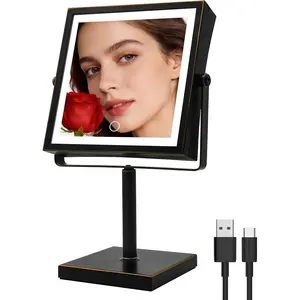 Makeup Mirror with Lights, 4000mAh Rechargeable Magnifying Mirror with Light, 1X/10X, Height Adjustable Bathroom  Mirror, 3 Colors, Adjustable Brightness (Oil Rubbed Bronze)