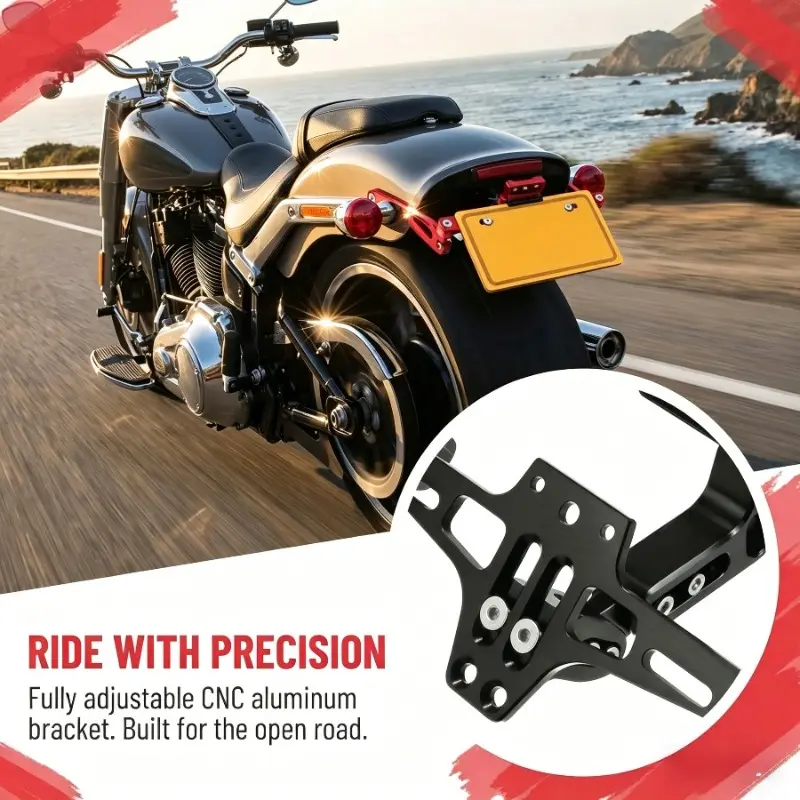 General motorcycle license plate bracket, aluminum license plate fixing bracket, adjustable angle, auxiliary lamp bracket, suitable for motorcycles, scooters, off-road vehicles accessories, motorcycle license plate holder