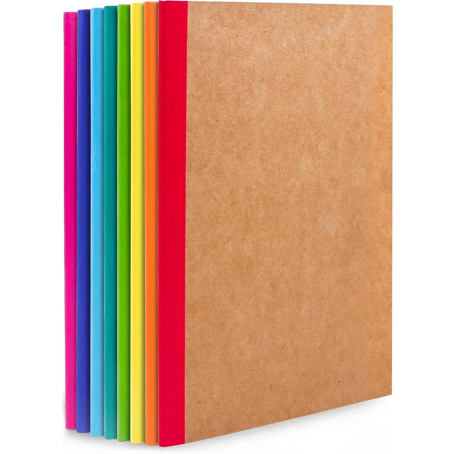 8 Pack Composition Notebooks Bulk,  Cover Lined Blank College Ruled Composition Travel Journals with Rainbow Spines For Women Students Business, 60 Pages, 8.3”x 5.5”, A5, 8 Colors