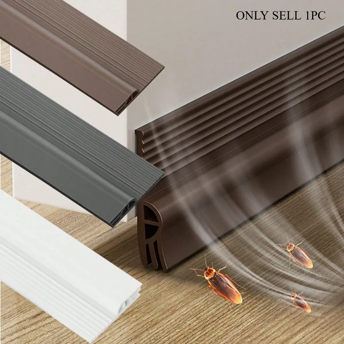 TPE Door Bottom Sealing Strip Special Windproof Dust Stopper Guard Rain Weatherstrip Noise Reduction Insulator Sealer Home Garage Door Seal Bottom
