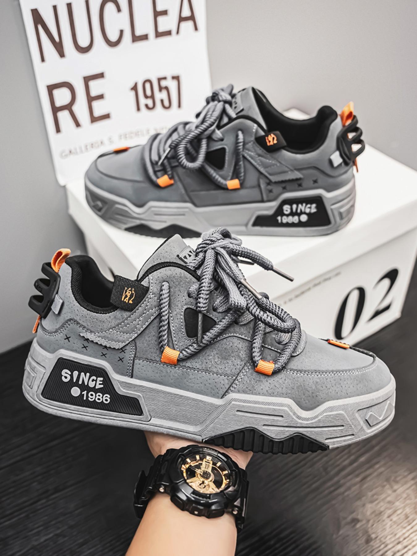 Men's Fashionable Lace Up Skateboarding Shoes, Casual Comfortable Breathable Sports Running Shoes, Male All-match Round Toe Shoes for Daily Wear, Outdoor Sneakers