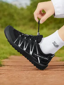 Men's Hiking Shoes Lightweight Breathable Mesh Outdoor Sneakers Non Slip Quick Lace Casual Walking Footwear for Trekking Camping Trail Running Climbing Work Daily Activities Comfortable Supportive