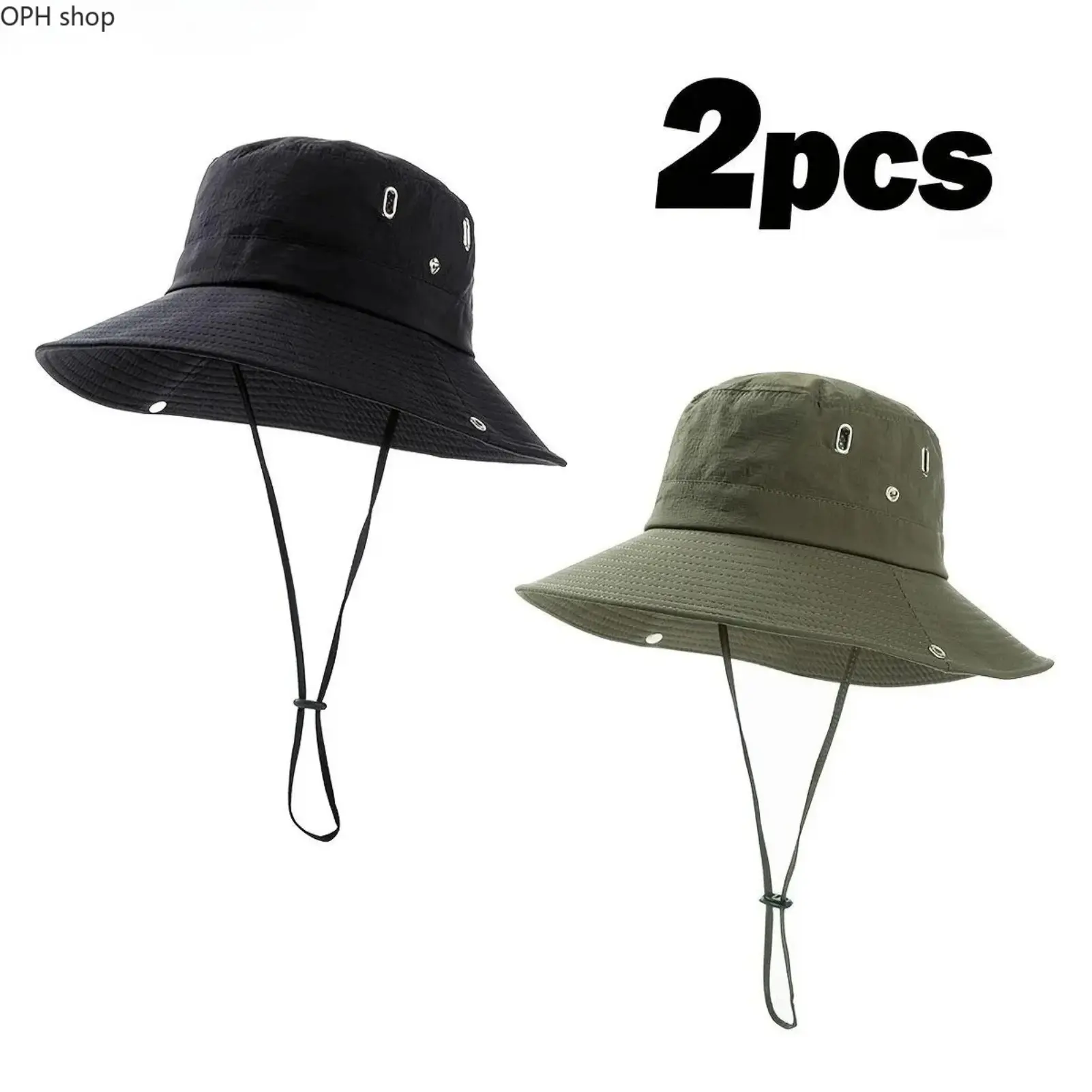 Unisex 2-Pack Wide Brim Boonie Bucket Hats with Neck Flap, UV Sun Protection, Foldable, Lightweight, Breathable, Quick Dry, Adjustable Drawstring for Fishing, Camping, Summer Travel Essentials (Father’s Day Gift Option)