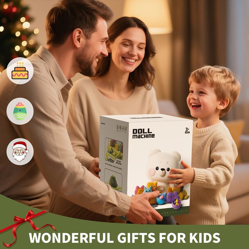 Dinosaur Claw Machine with Sound, Arcade Vending Machine, Grabber Prize Dispenser with 10 Plush & 10 Balls, Party Favors for Home Parties & Birthday Gifts Ages 3–9