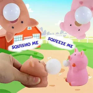 Piggy Capybara Fidget Squeeze Toy Cute Pig Squishy Toys Animal Spit Bubbles Stress Relief Toy Birthday Gifts Party Favor