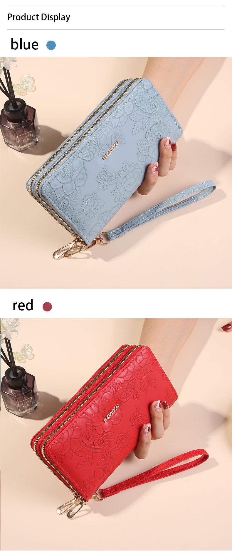 Long Wallet for Women, Large Capacity Zipper Clutch Wallet with Phone Pocket, Stylish Double Layer Wristlet Purse, Lightweight Daily Wallet for Travel, Shopping and Gifts