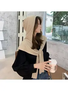 Autumn fake collar air-conditioned room hooded shawl Korean-style knitted shoulder wrap women's cervical protection knot scarf