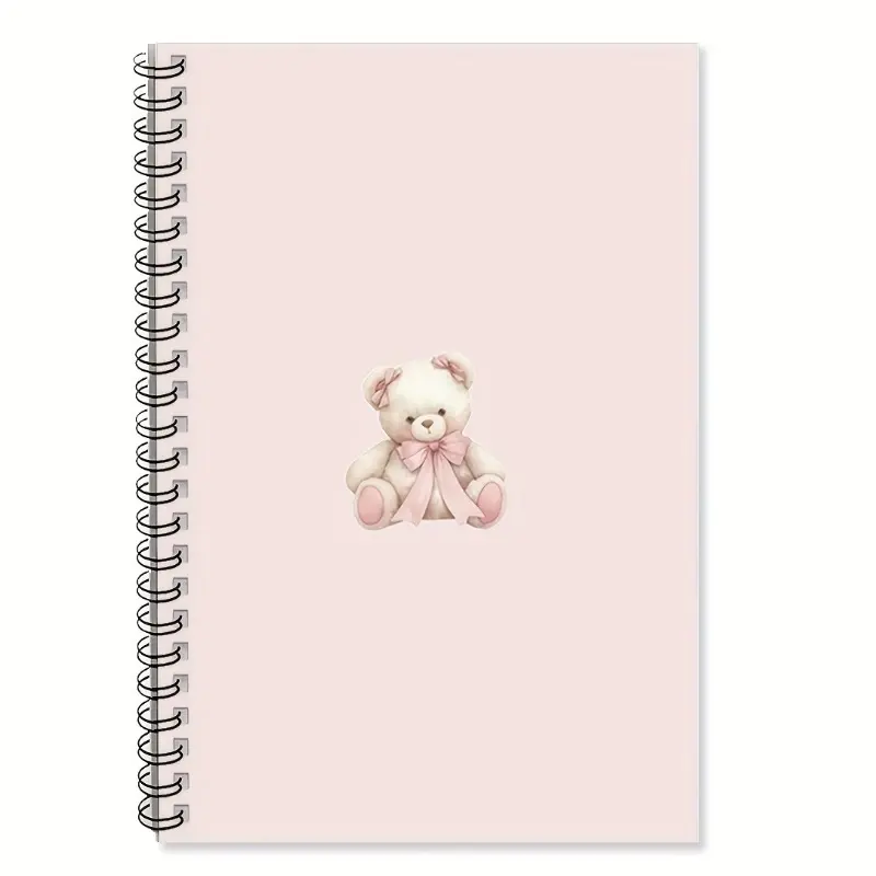 Cute Pink Teddy Bear Spiral Notebook – 14.5 × 21 cm Hardcover Diary with Charming Teddy Bear Design and College-Ruled Pages; an Ideal Gift for Women, Educators, Students, or Office Use; Sweet Notebook