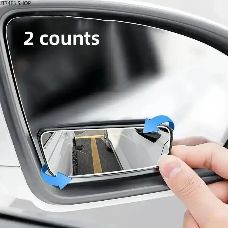2Pcs Universal Fit Convex Lens Car Blind Spot Mirrors, Adjustable Wide-Angle Auxiliary Rear View Mirrors, Practical Automotive Exterior Safety Accessories