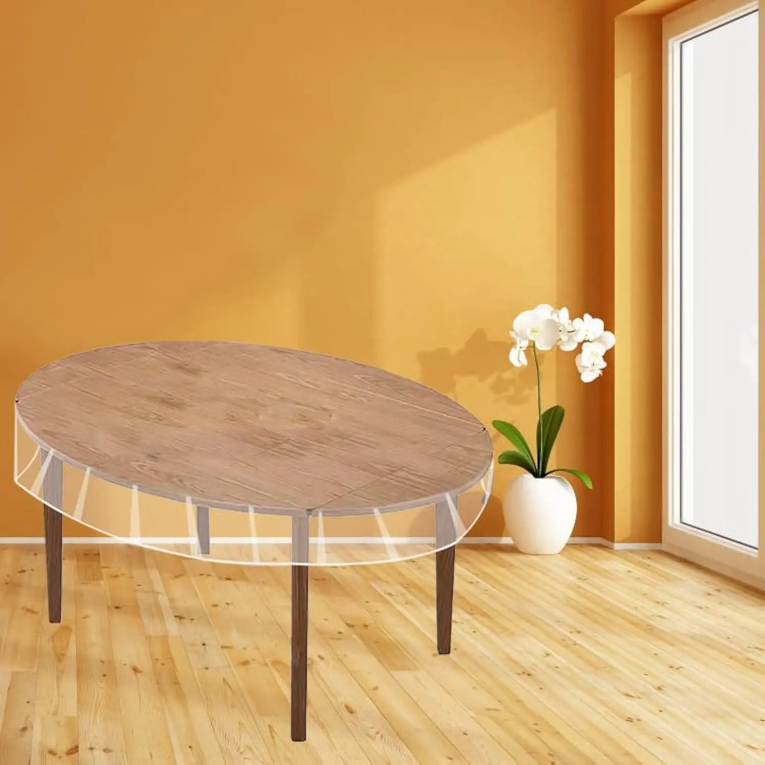 Clear Table Protector - Clear Vinyl Table Cover - Protective Plastic Covering Transparent Tablecloth  54" X 72" Oval
