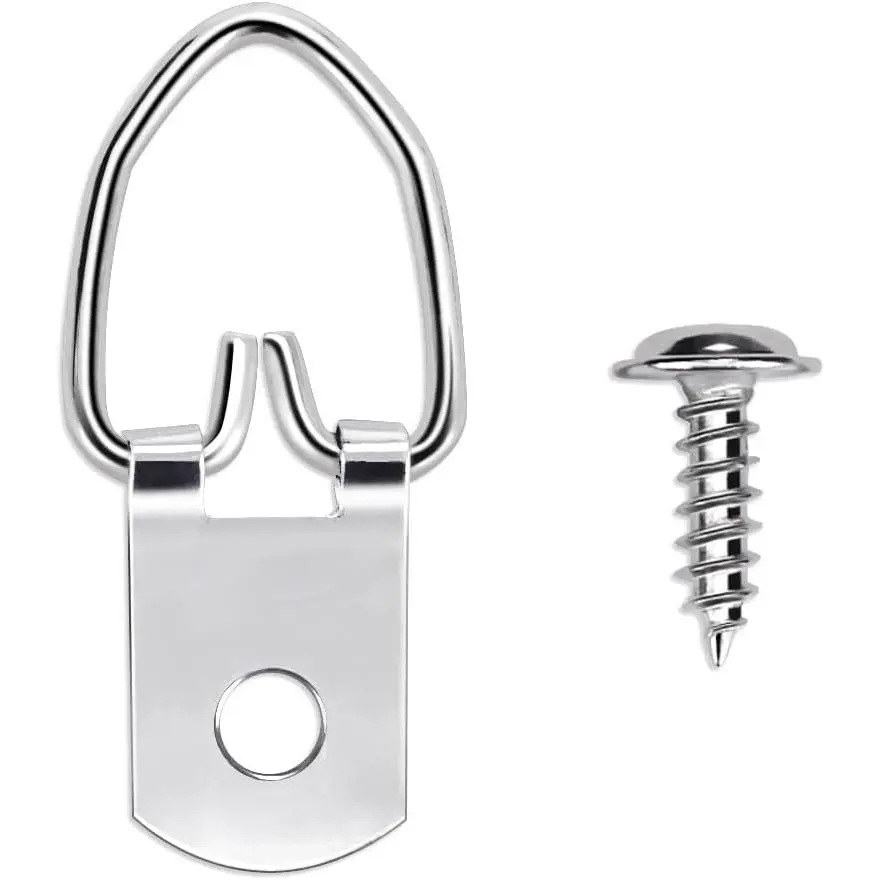 D Ring Picture Hangers with Screws, Small D Hooks for  Frames, Mirrors, Canvas Art, Signs and Paintings (48 Pack)