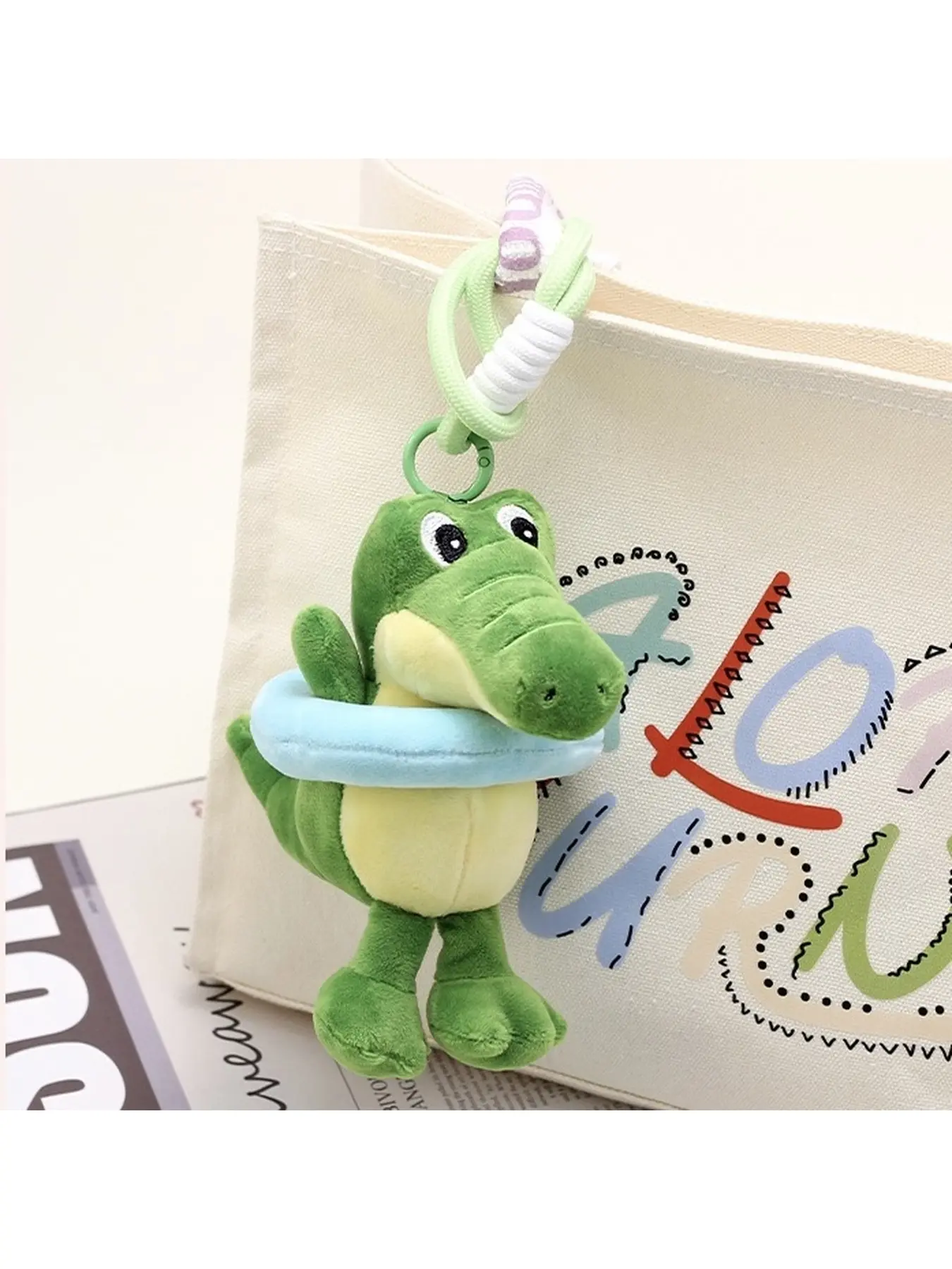 Bag Charm Summer Swimming Ring Crocodile Plush Doll Pendant Hippopotamus Dinosaur Toy Doll Backpack Charm Keychain