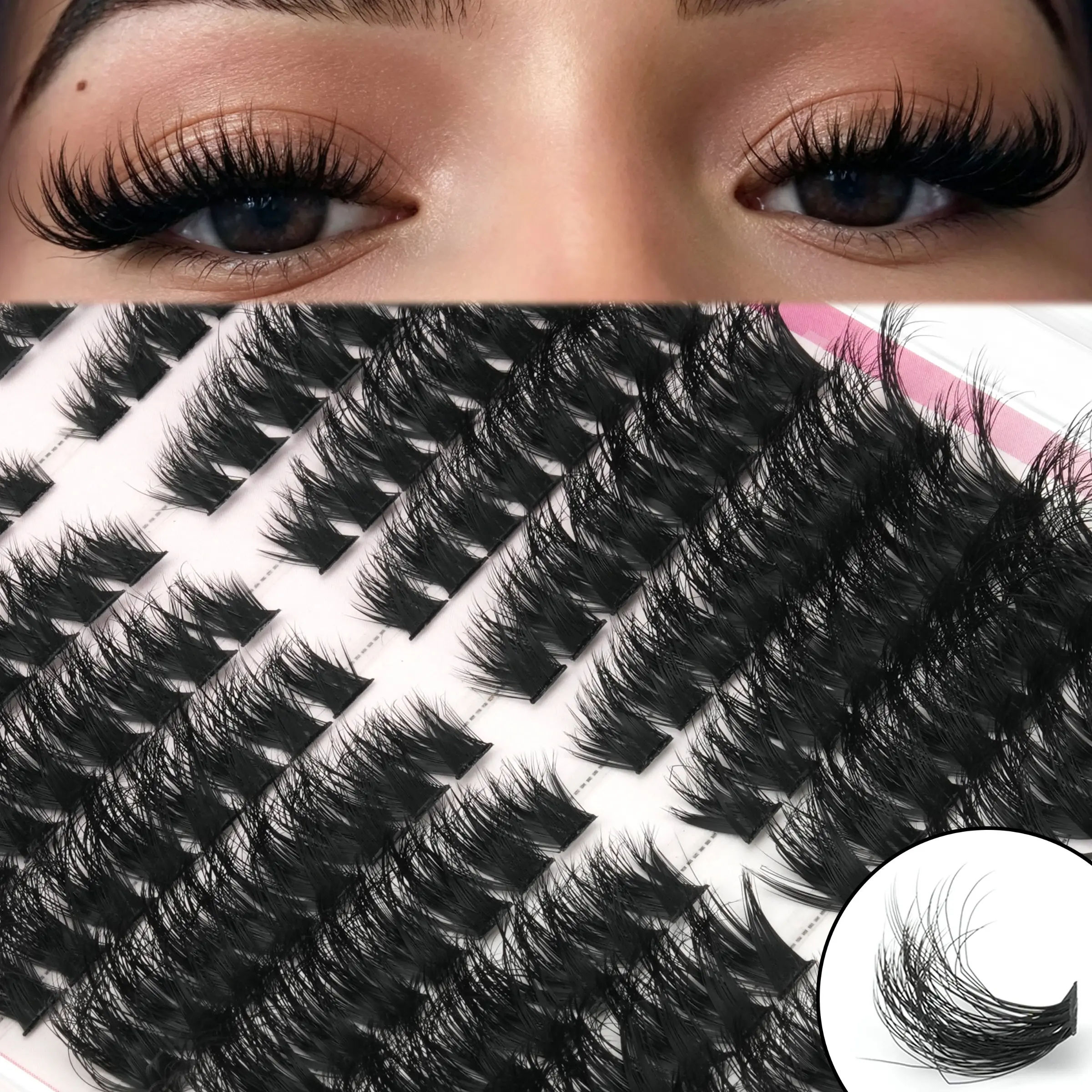 192 Pcs European Style False Lashes, Segmented Bundles, DIY Customizable, Dense Curl, Long Lasting, Soft Eye Adhesive, Daily Makeup, Travel, Dinner Party
