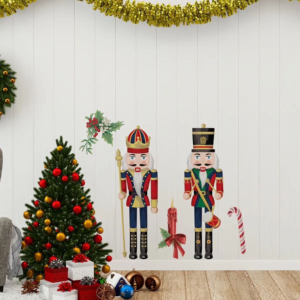 A new Christmas nutcracker wall sticker for bedrooms, living rooms, bathrooms, background walls, wall stickers for beautification and decoration, holiday wall stickers