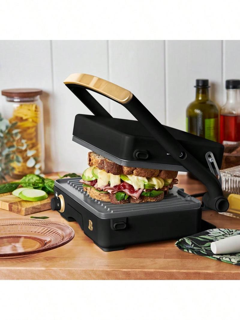Premium 2-in-1 Panini Press & Grill with Nonstick Plates – White Finish, Dishwasher-Safe