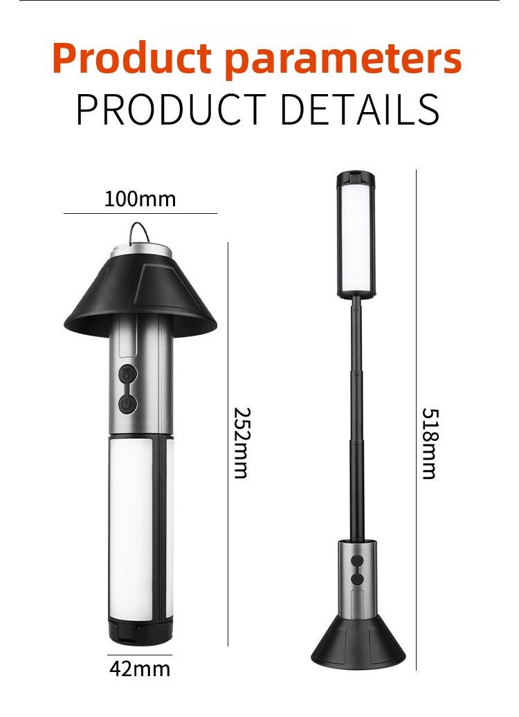 Outdoor multifunctional telescopic folding camping light 270 ° adjustable led lighting light with hook warm ambient light