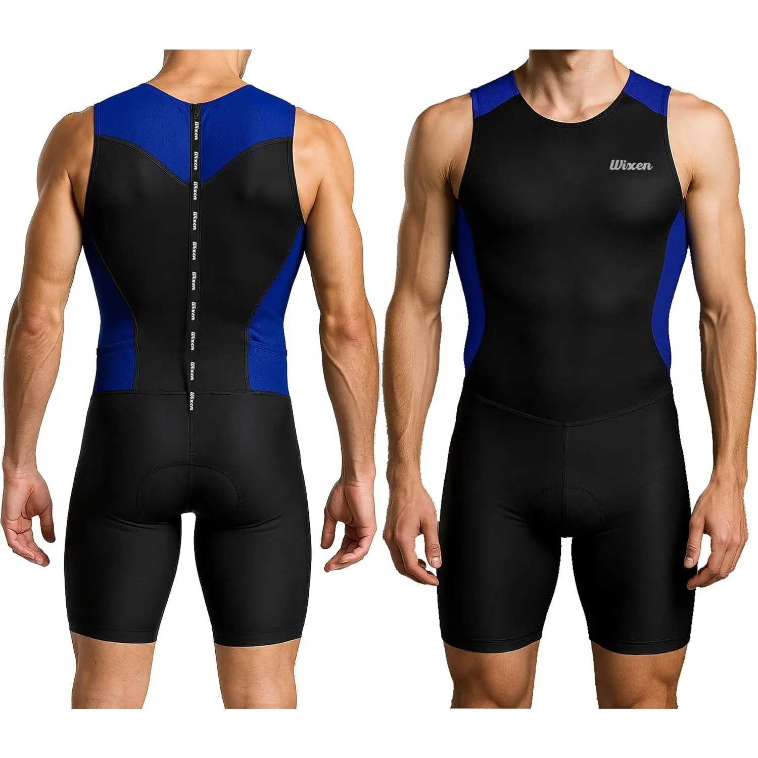 Wixen Men's Performance Triathlon Suit Sleeveless Tri Suit Padded Quick Dry Run Swim Bike