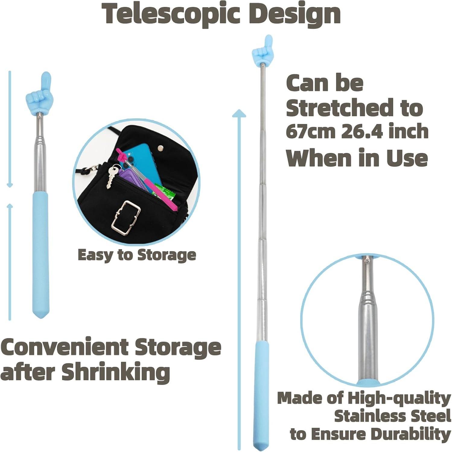 Telescopic Pointer Finger Stick - Bright Colored Telescopic Teachers Pointer for Classroom, Perfect Pointing Stick for Kids Reading & Presentation Pointers, Classroom Supplies