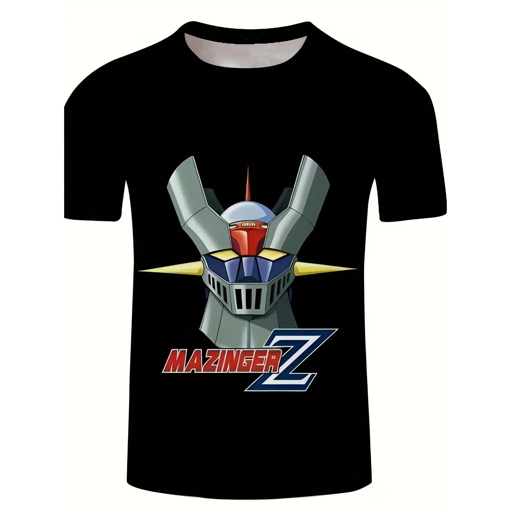 Monawear Unisex 3D Printed Mazinger Z Graphic T Shirt Retro Anime Design Soft Breathable Round Neck Casual Summer Tee Machine Washable Streetwear Fashion For Men Women Streetwear Lovers Gift