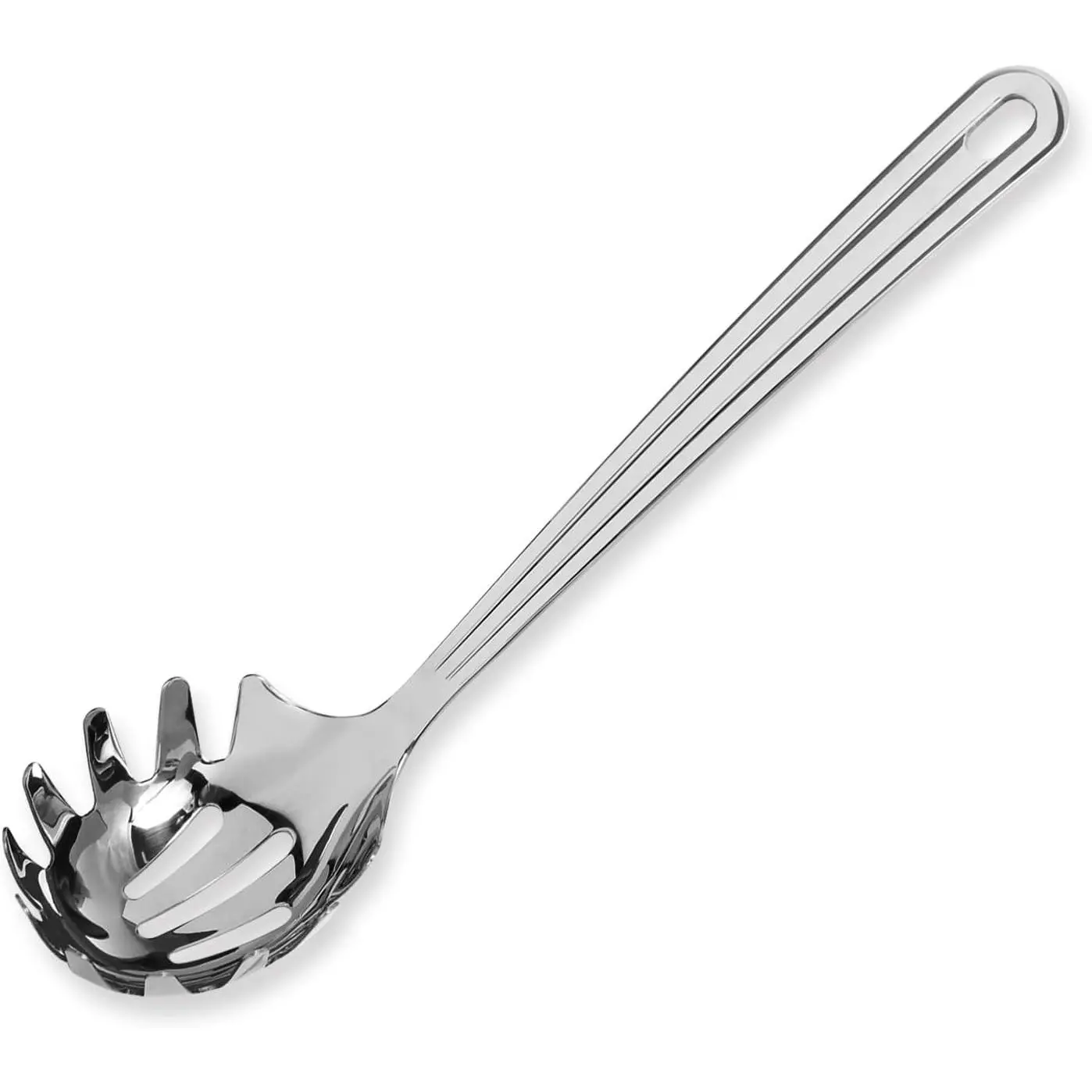 New Upgraded 12 inch Stainless Steel Spaghetti Server Spoon with Teeth - Pasta Fork Pasta Server Noodle Spoon Heavy Duty Cooking Utensils Classic Dishwasher Safe 1Pc