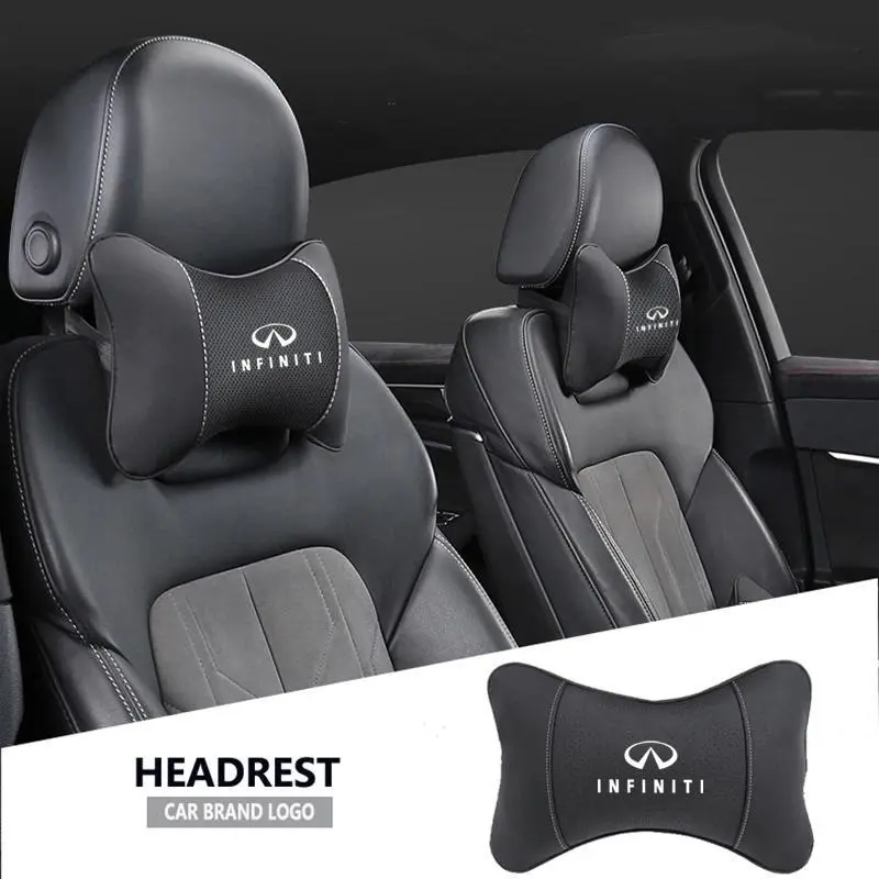 Ergonomic Cotton & Leather Rectangular Car Headrest Pillow for Infiniti (1Pcs, 28*18cm) - Comfortable Auto Accessory, Durable, Prevents Fatigue, Enables Posture Improvement, Fits Q50 Q30 QX50 QX60 FX35 QX30 QX80 Q60 G37 FX30 M37 ESQ JX35 QX70 FX50