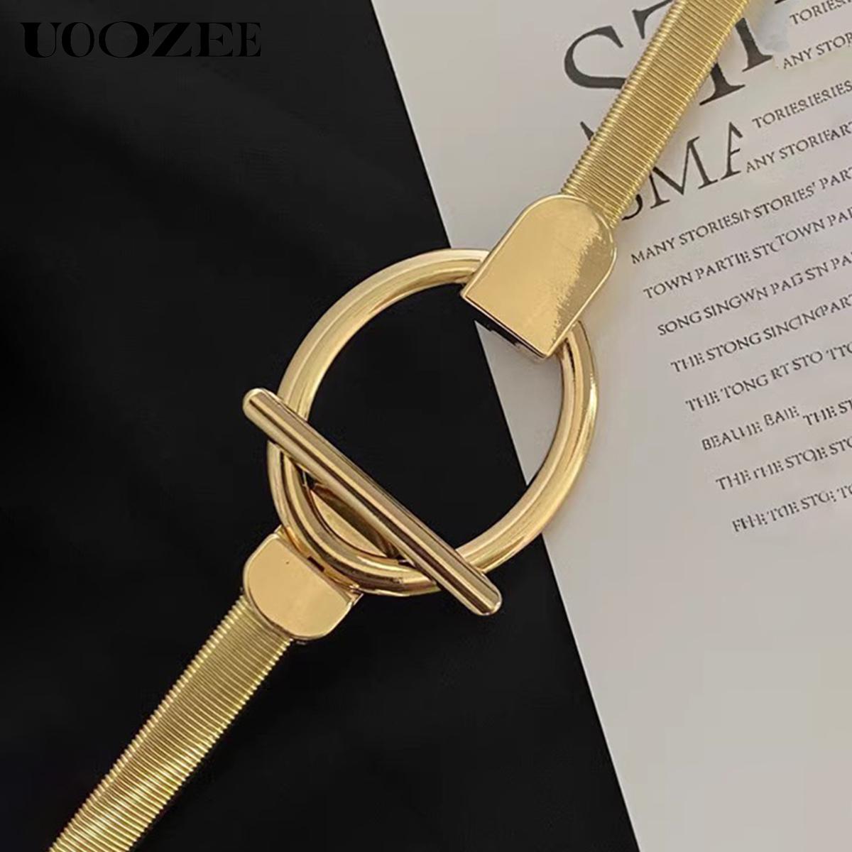 Buckle Geometric Pleated Solid Color Belts