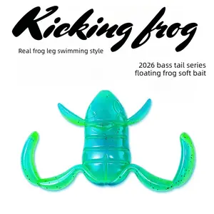 DeepJaw Outfitters Vibrant Kicking Leg Floating Frog Baits, Realistic Soft Toad Lures Creates Surface Splash, Weed Resistant Topwater Bait for Lily Pads Grass Bed Bass Fishing