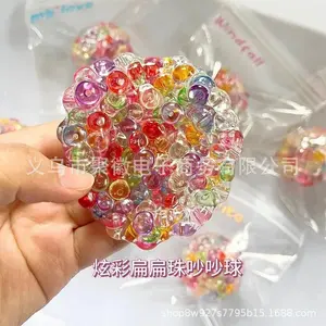 Plastic Ice Skin Rainbow Noisy Ball Pinch Music Decompression Toy Hand-made Ball White Moonlight Pinch Music Vent Beads