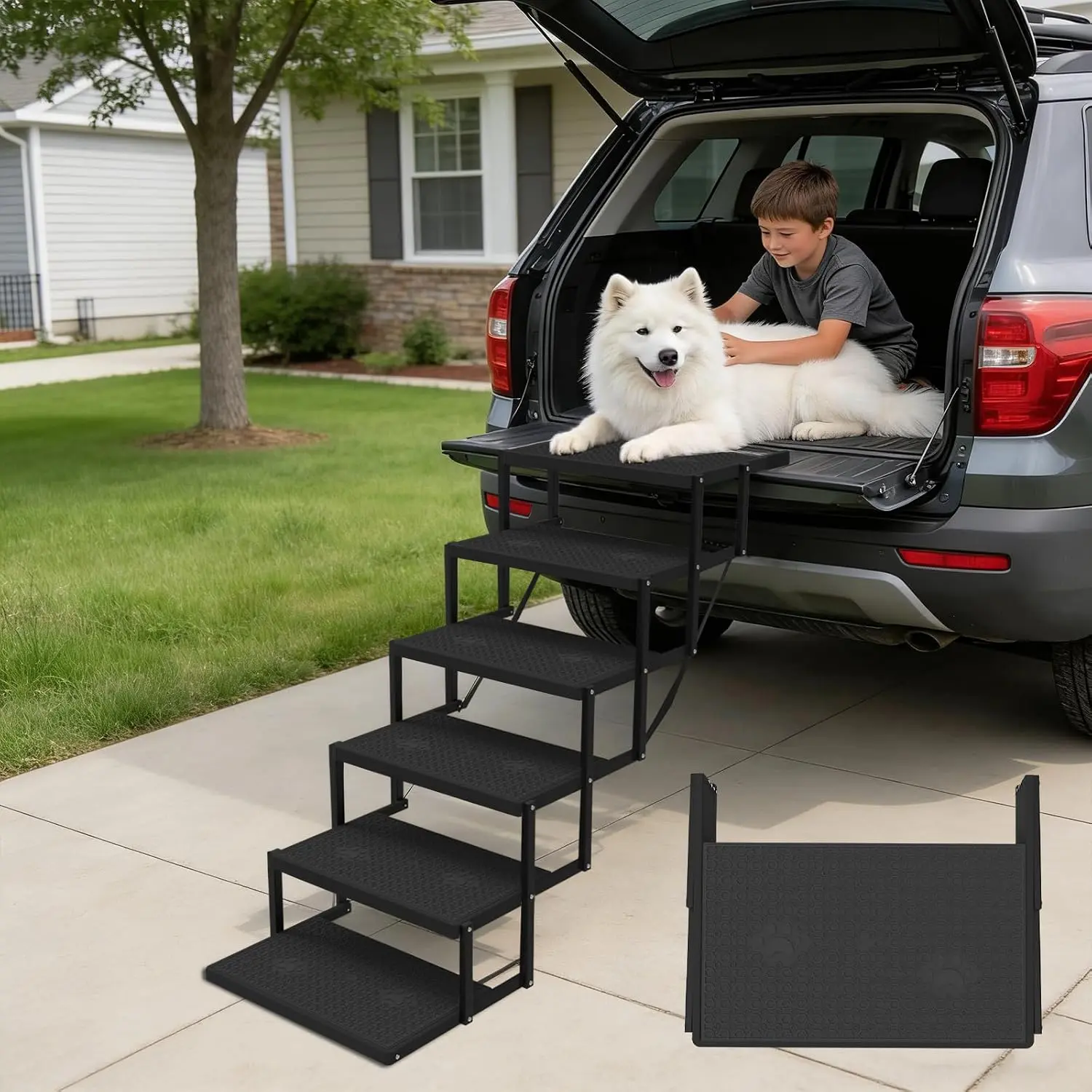Stairs for , 6 Steps Foldable  Steps for , Upgraded Non-Slip  Stairs for lagre Dogs, Metal  Stairs for SUV,  and