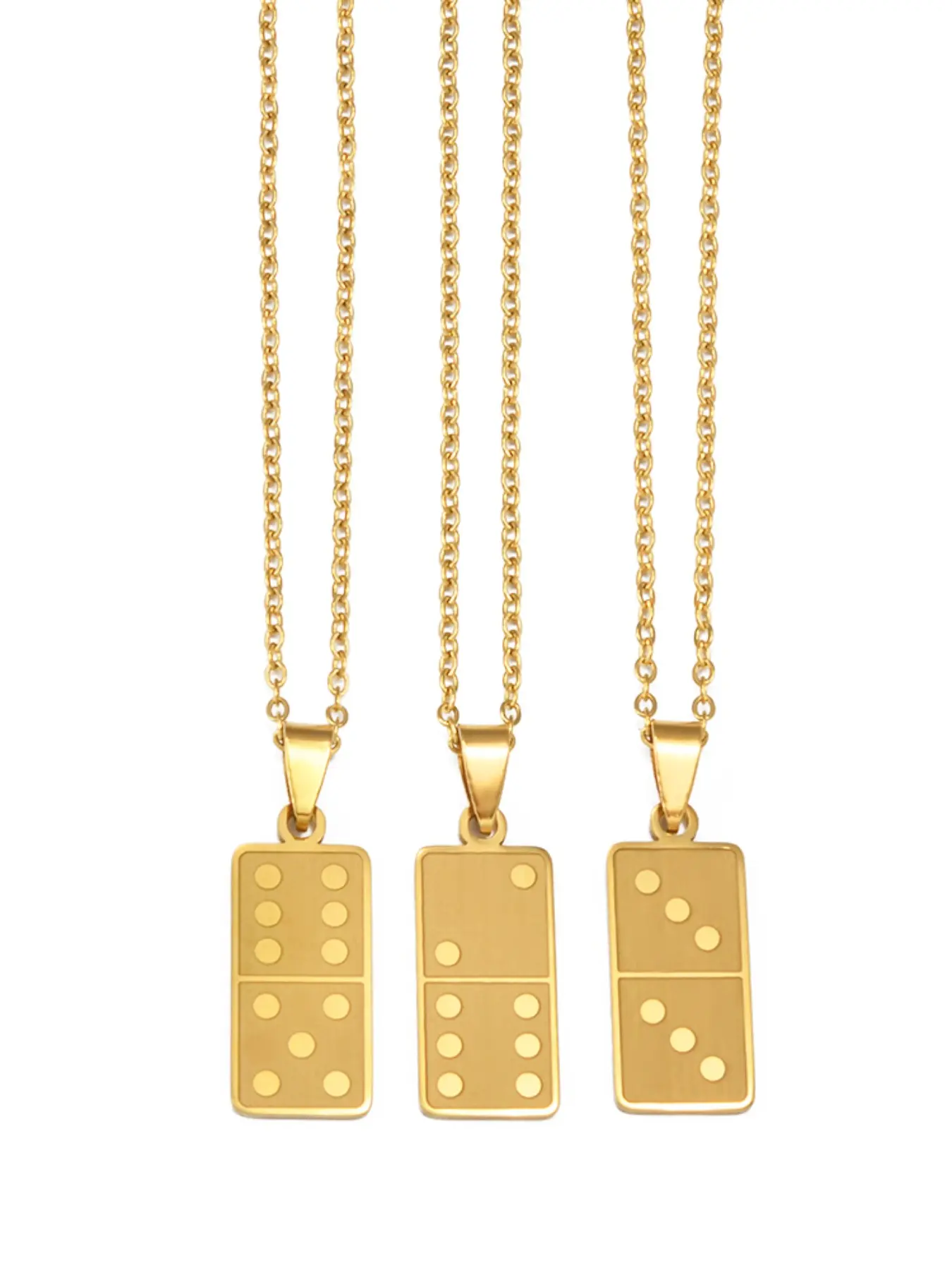 1pc Puerto Rico Dominoes Domino Martinique Pendant Necklaces Stainless Steel PR Jewelry,NO PATTERN ON THE BACK, Chain Necklaces, Fashion Pendant Necklace