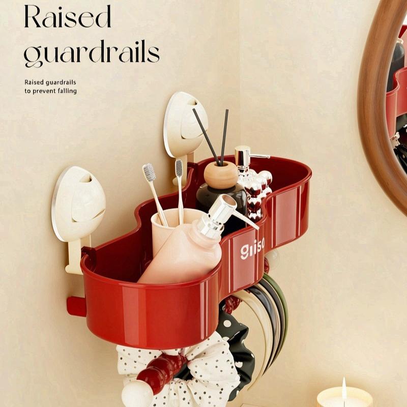 Wall-Mounted Storage Basket for The Bathroom, Designed for Various Uses, Featuring Suction Cups for Holding Hair Additions And Toiletries, a Modern Organizer, Shelf Baskets
