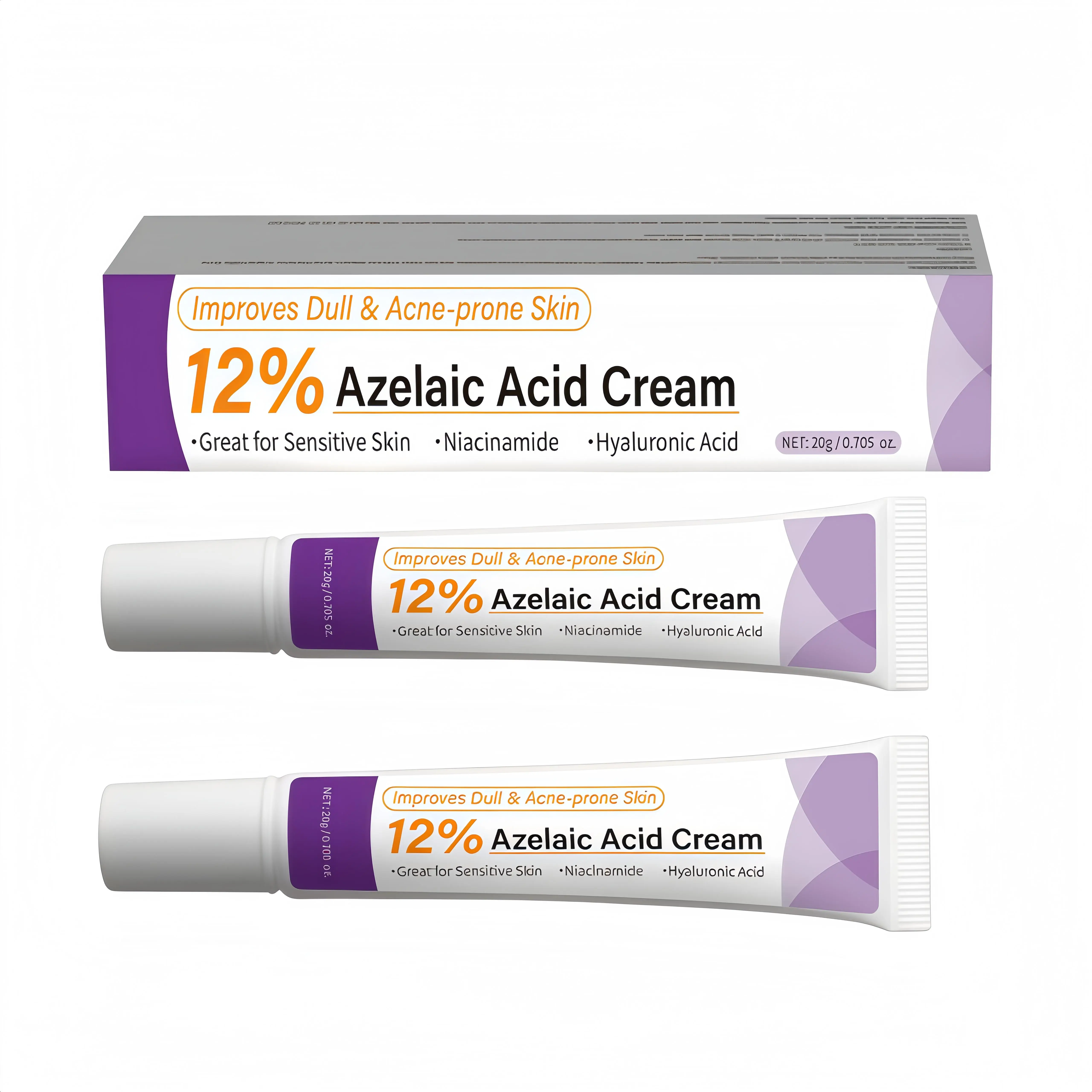 12% Azelaic Acid Face cream with Hyaluronic Acid & Niacinamide Reduces Redness Fades Acne Treatment for All Skin Types 20g