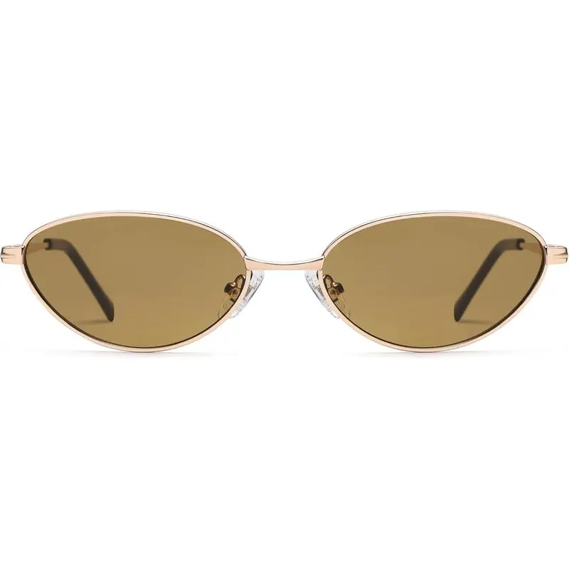 Retro Small Oval Cat Eye Sunglasses for Women Men, Small Slim Vintage UV400 Sunnies