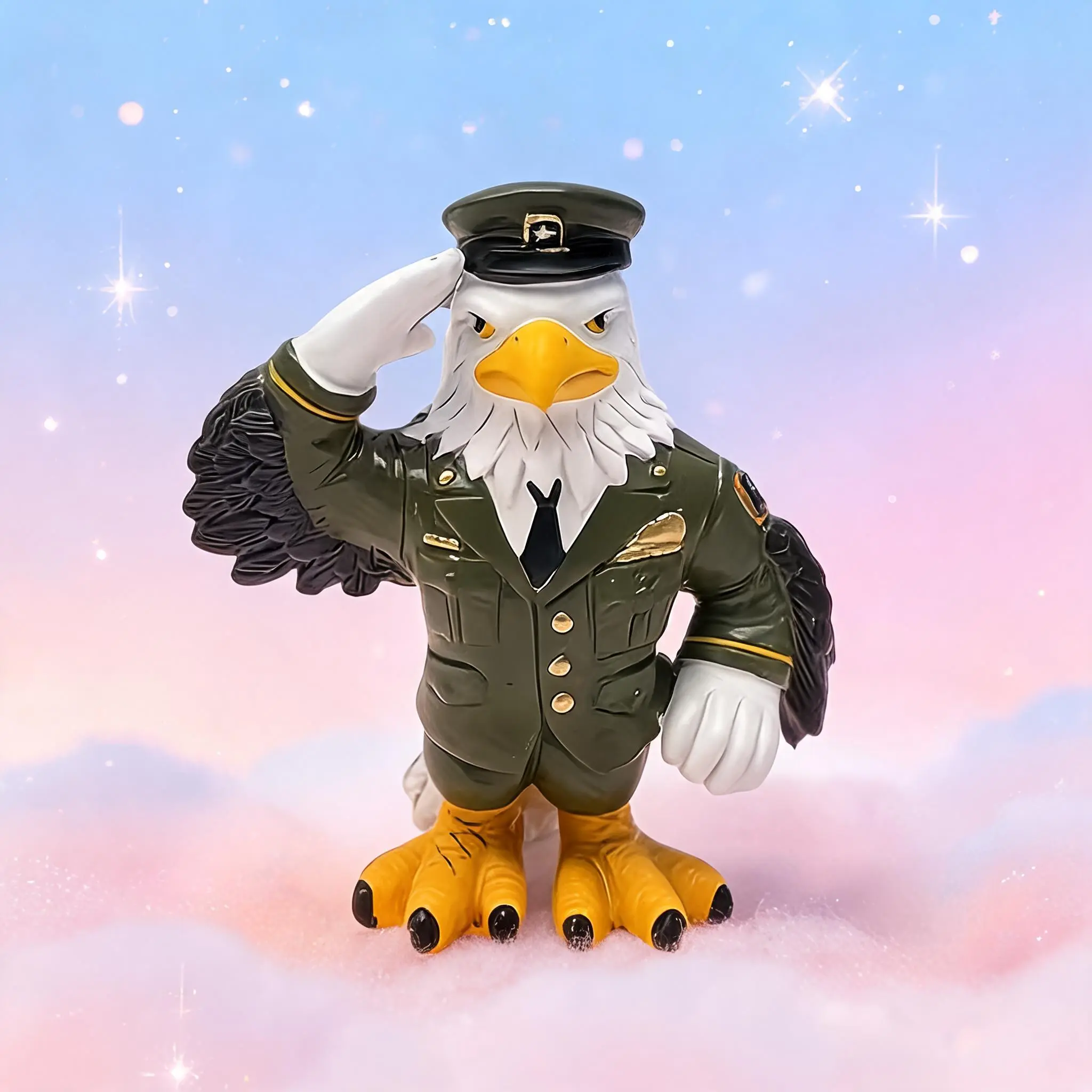 Novelty Desktop Resin Animal Statue, Eagle Figurine From the Little Soldier Series, Decorative Ornament for Home Office
