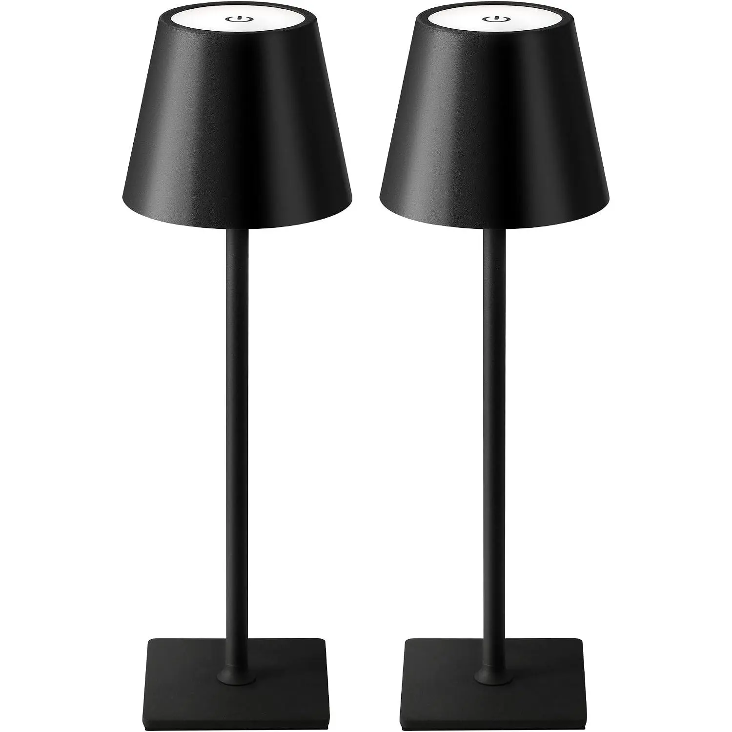 2-Pack Wireless Table Lamps Sets, Portable Rechargeable LED Desk Lamps with 5000mAh Batteries, 3-Color Stepless Dimmable, for Bedroom, Outdoor Camping, Black, Corrosion Resistant
