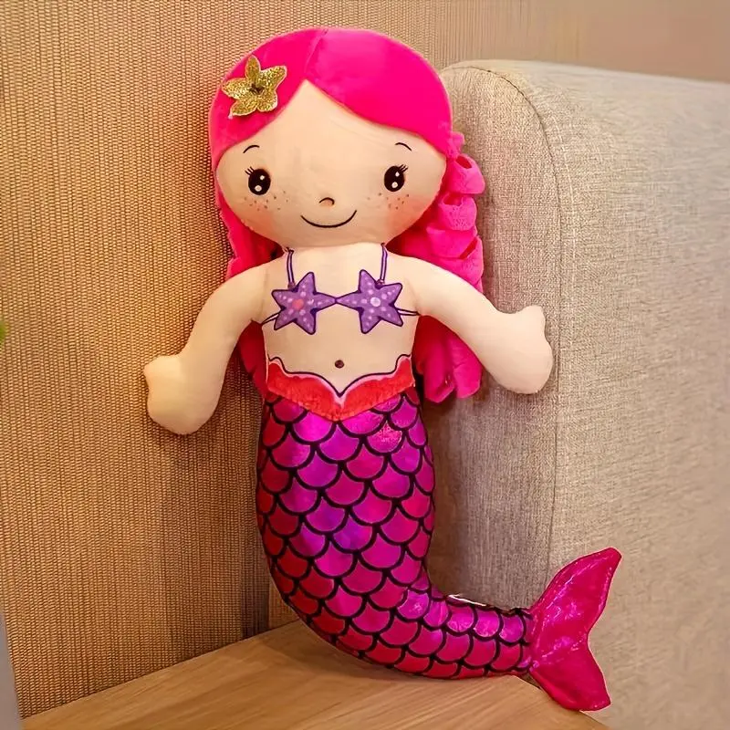 [Mermaid Plush Doll] 1pc Mermaid Stuffed Animal Mermaid Plushies,Mermaid Princess Stuffed Animal Plush Doll Cute Mermaid Princess Plush Dolls for Valentine's Day Birthday Gifts Ocean Party Mermaid Party Decorations