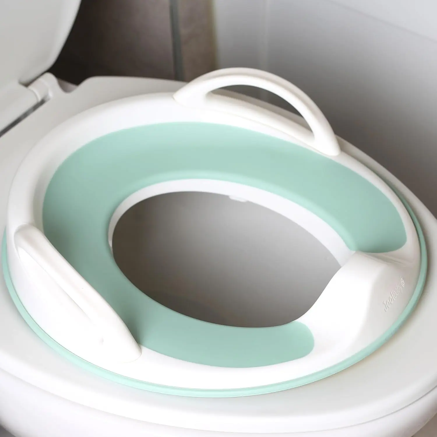 Potty Training Seat  Boys and Girls With Handles, s Round & Oval Toilets, Non-Slip with Splash Guard, Includes Free Storage Hook (Aqua)