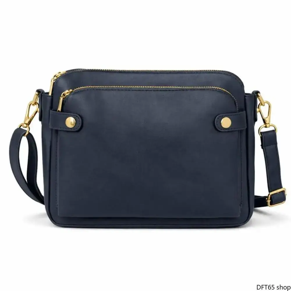 Three Layer Vegan Leather Crossbody Clutch Bag Secure Full Zipper Closure Adjustable Shoulder Strap Slim Lightweight Compact Frame Multi Compartment Storage For Daily Casual Shopping Versatile Hand Carry Bag