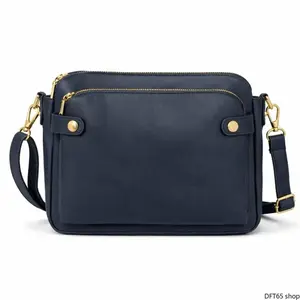 Three Layer Vegan Leather Crossbody Clutch Bag Secure Full Zipper Closure Adjustable Shoulder Strap Slim Lightweight Compact Frame Multi Compartment Storage For Daily Casual Shopping Versatile Hand Carry Bag