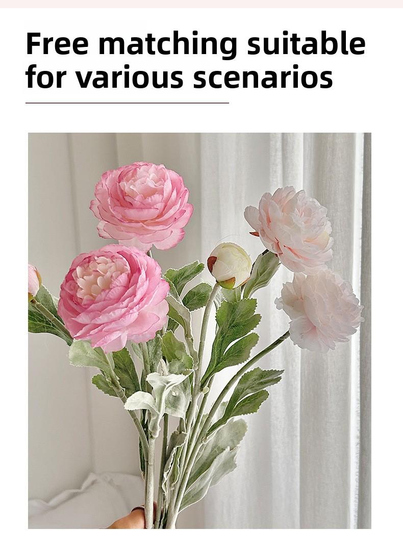 3 artificial flocked lotus flowers, faux peonies for home living room and window decoration, popular on TikTok and Xiaohongshu