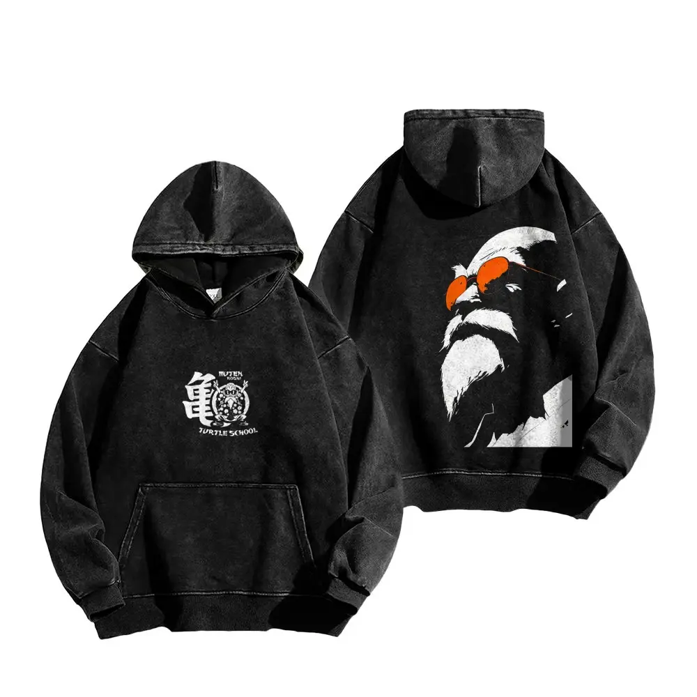 Inkhausstore-Inkvaultarchive Vintage Wise Old Master Graphic Hoodie, Washed‑Anime Inspired Oversized Streetwear Pullover Sweatshirt
