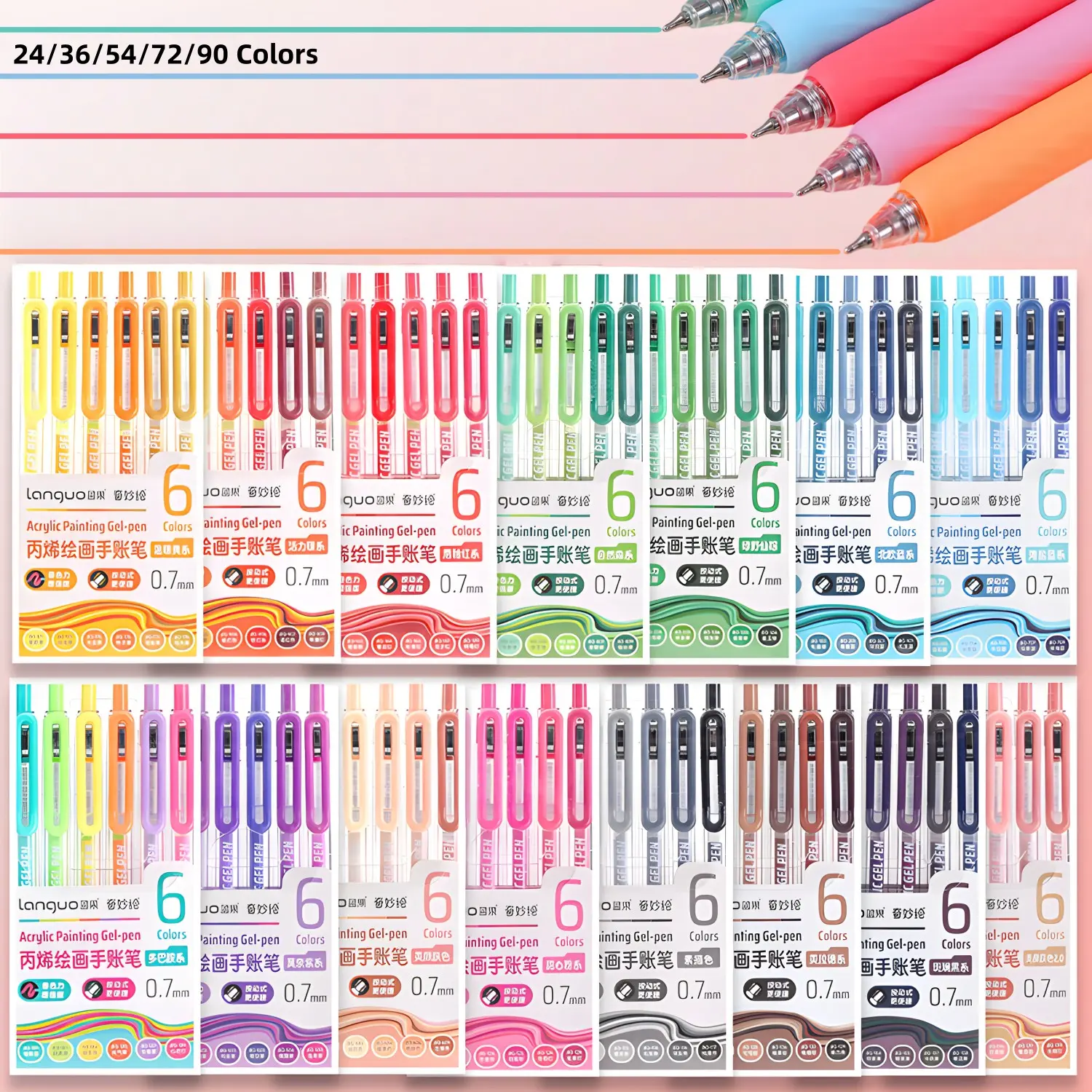 Acrylic Painting Gel Pen,Retractable 0.7mm Tip,Rich Color Large Capacity Ink Pens,Art Supplies For Diary,Card,DIY,Coloring, Doodling, Stackable colors, Clip Acrylic Gel Pen, Acrylic Marker Pen, Coloring Graffiti Pen, Doodle Drawing Pen, Paint Pens Markers