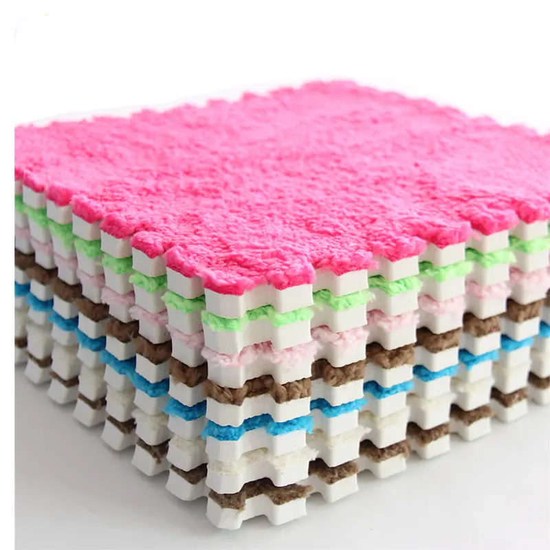 Interlocking plush floor mat, plush carpet, puzzle foam mat, EVA bedroom full-cover home floor mat, crawling mat