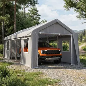 Heavy-Duty 20x10x11FT  Outdoor Garage Tent Cover ,Heavy Duty Carport Sidewall Panels, 2PCS Replacement for Garage Canopy/Shelter - Waterproof & UV-Protected 160G/200G PE - Roll-Up Zipper Doors & Mesh Windows - Frame Not Included