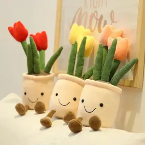 Lifelike Tulip Plant 33CM Plush Soft Plush Stuffed Toys Potted Flower Tulip Bookshelf cute girly gifts stuffed animals