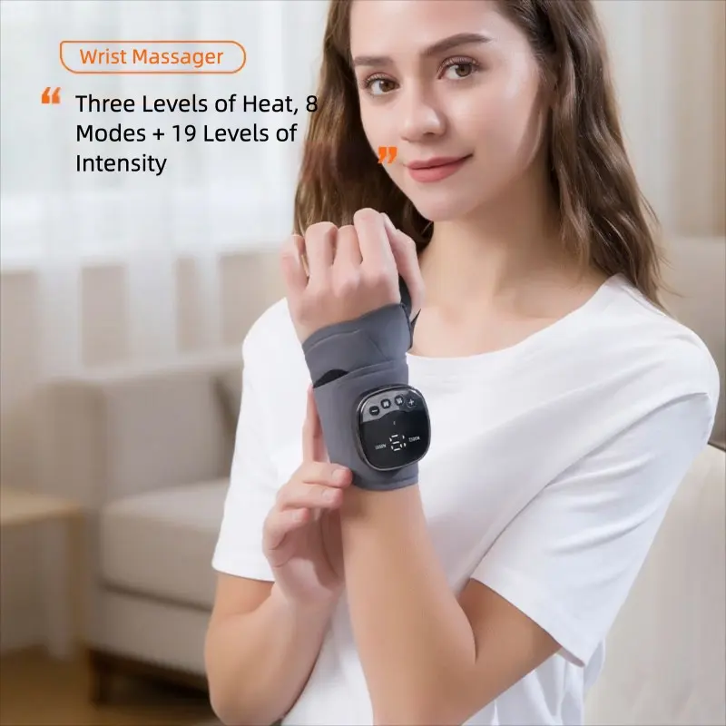 New portable arm massager, wrist heat therapy vibration heating massage device, magnetic USB rechargeable, 3 temperature adjustment settings, 8 mode combinations with 19 intensity adjustments, the best holiday gift