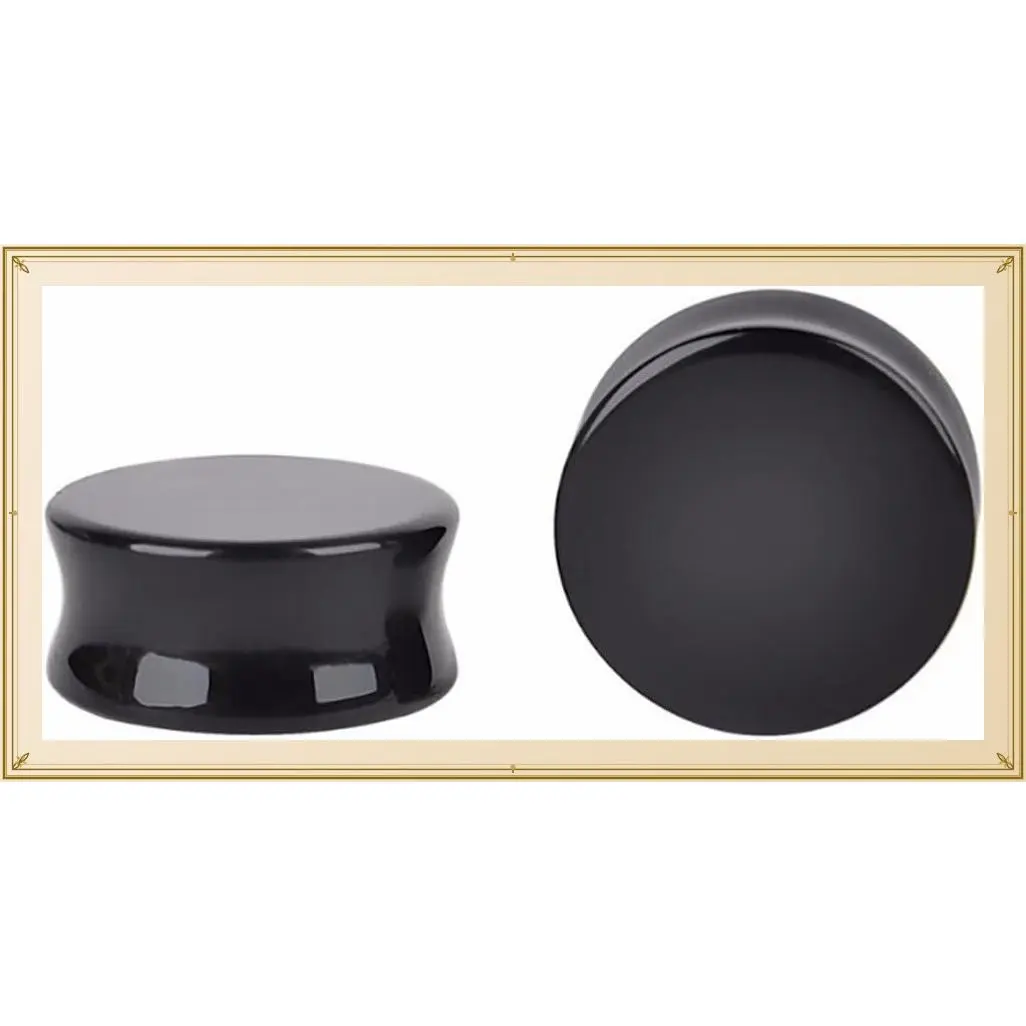 1 Pair Natural Obsidian Stone Double Flared Flesh Tunnels Ear Plugs Gauges Stretcher ExpanderGift