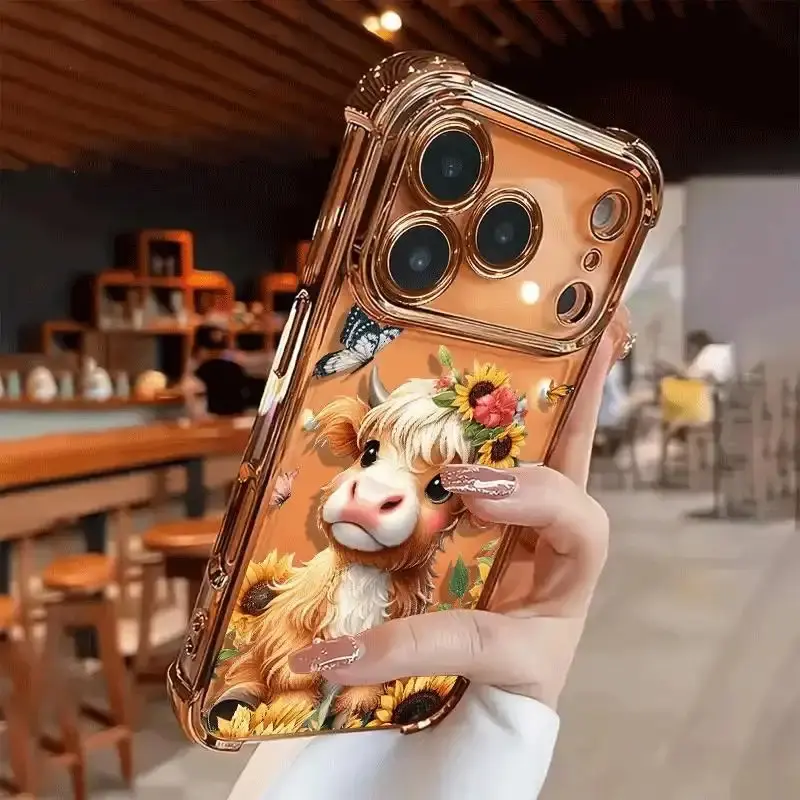 Crown Bull Design.New electroplated transparent TPU air-cushioned shock-resistant phone case.Compatible with iPhone 17 Pro Max, 16, 15, 14, 13, 12, 11, and other models.A minimalist and stylish shock-resistant soft case designed to protect your phone.